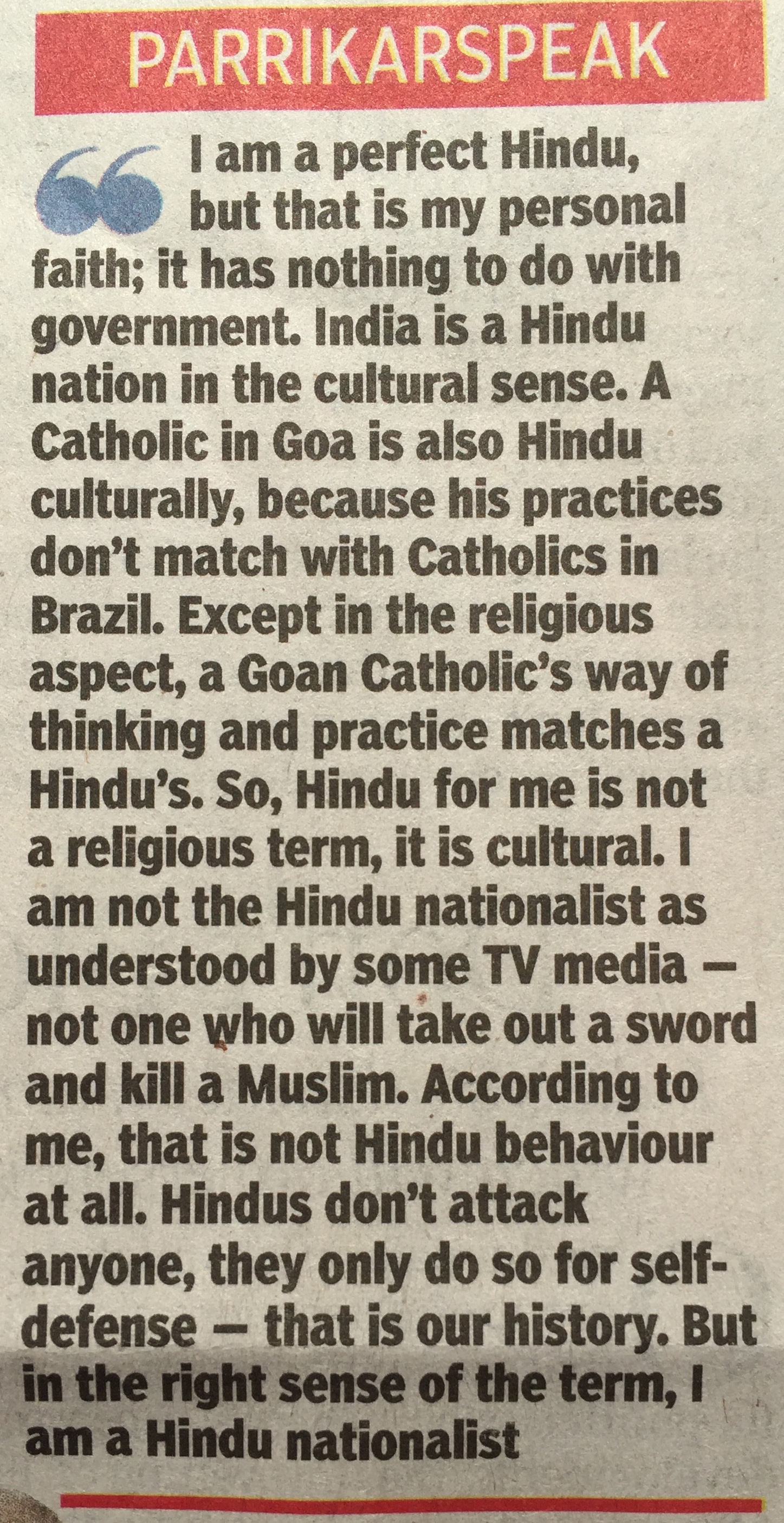 Parrikar, Times of India, March 18, p 11