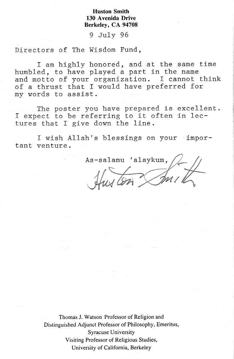 Huston Smith note
